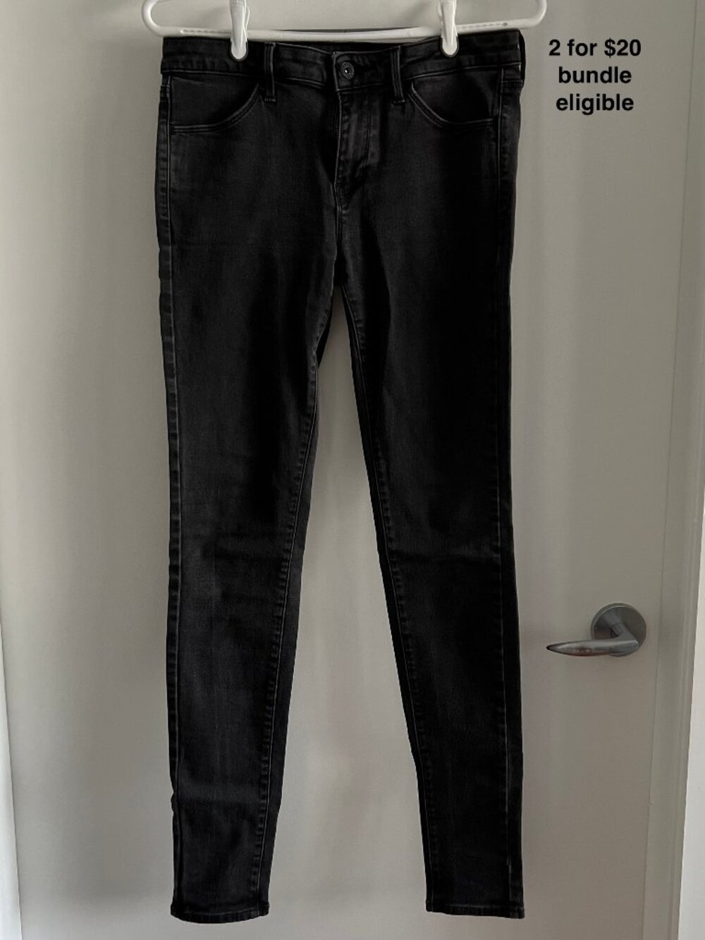 Uniqlo Skinny Jeans Washed Black Stretch Skinny Denim Mid Rise 27